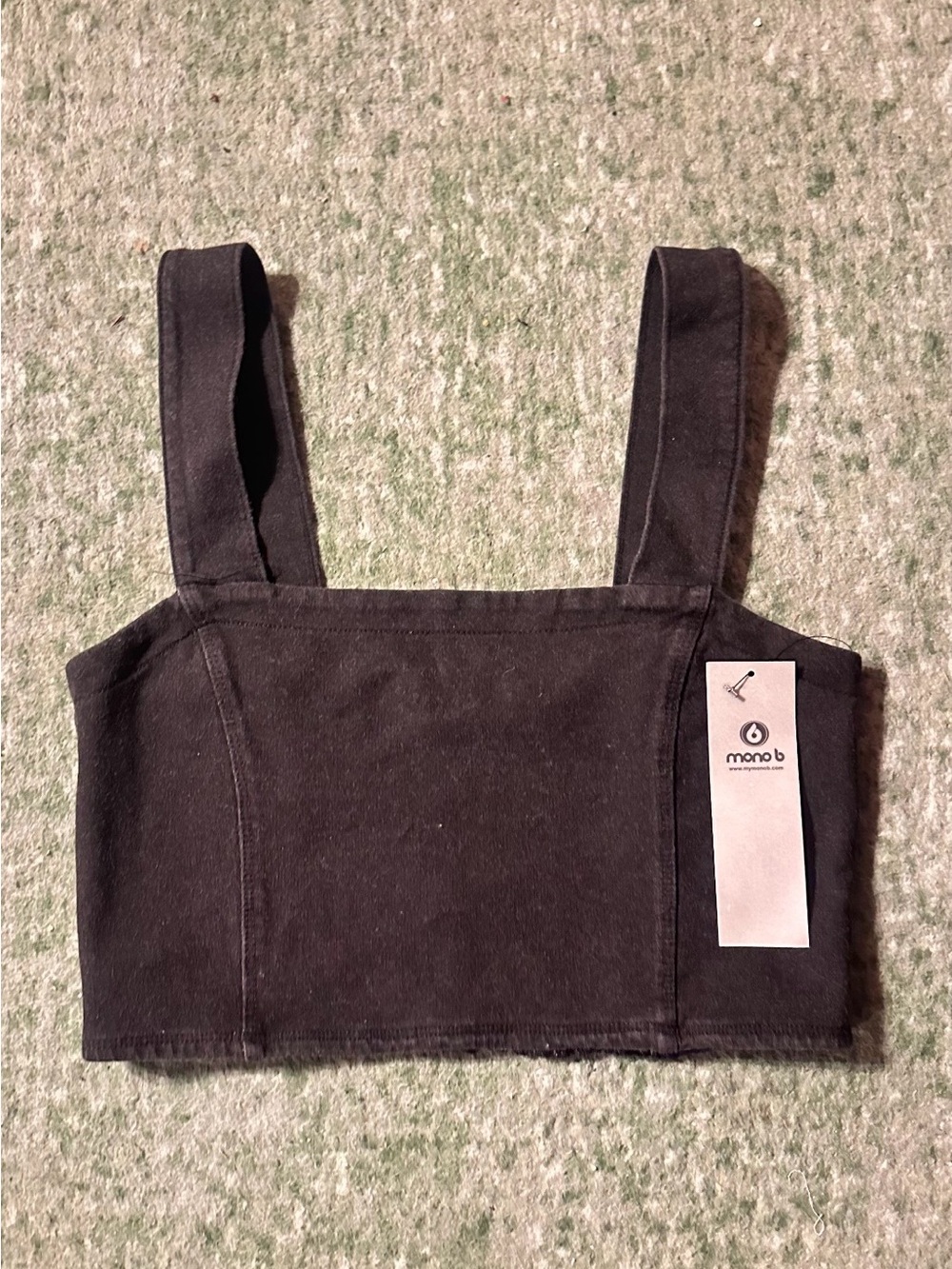 NWT MONO B Cropped Corset Tank Top. Charcoal. Square Neckline, Great Fit. (M)